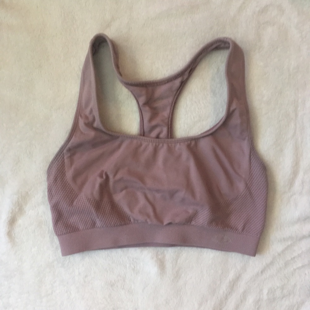 Mauve colored sports bra